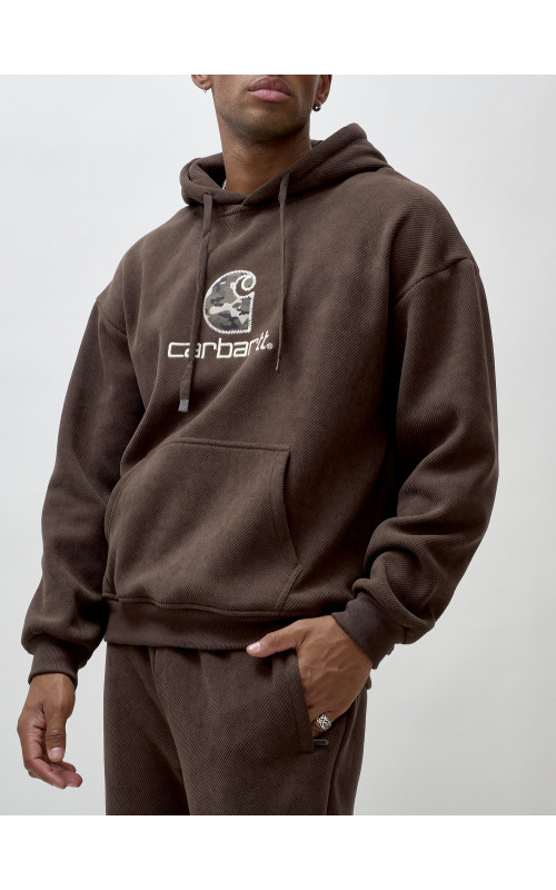 Мужской демисезонный спортивный костюм на флисе, коричневый, для спорта. в Тюмени