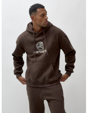 Мужской демисезонный спортивный костюм на флисе, коричневый, для спорта. в Тюмени