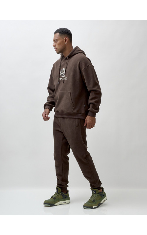 Мужской демисезонный спортивный костюм на флисе, коричневый, для спорта. в Тюмени