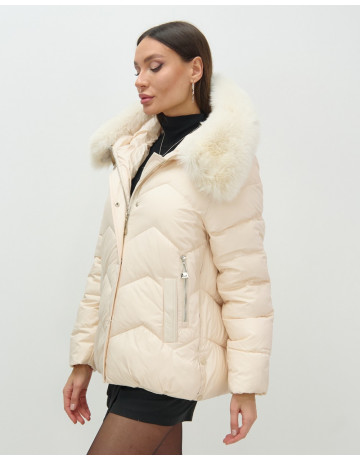 Пуховик для городской леди с мехом песца, защита от непогоды