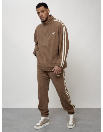 Мужской спортивный костюм из микровельвета, бежевый, для спорта. в Тюмени