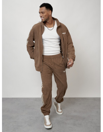 Мужской спортивный костюм из микровельвета, бежевый, для спорта. в Тюмени