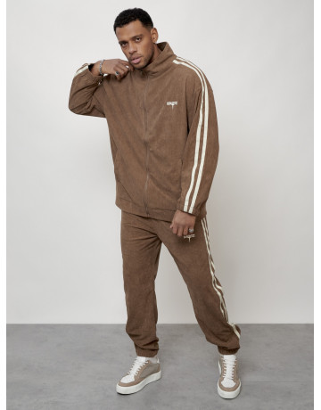 Мужской спортивный костюм из микровельвета, бежевый, для спорта. в Тюмени