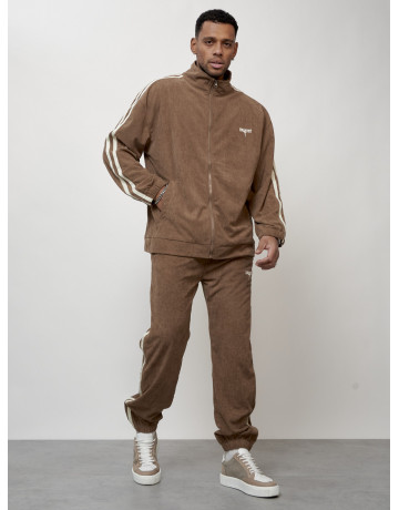 Мужской спортивный костюм из микровельвета, бежевый, для спорта. в Тюмени
