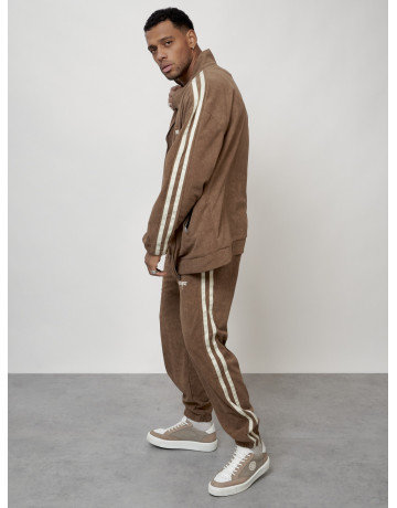 Мужской спортивный костюм из микровельвета, бежевый, для спорта. в Тюмени