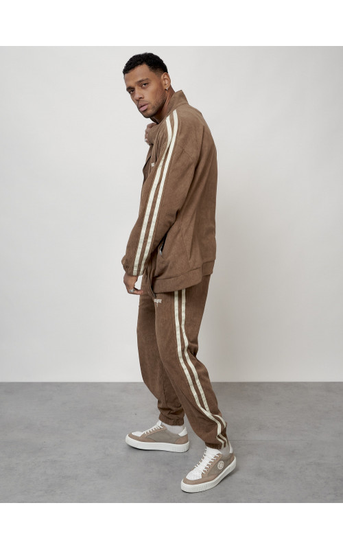 Мужской спортивный костюм из микровельвета, бежевый, для спорта. в Тюмени