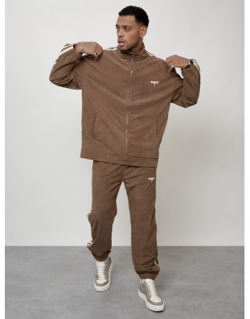 Мужской спортивный костюм из микровельвета, бежевый, для спорта. в Тюмени