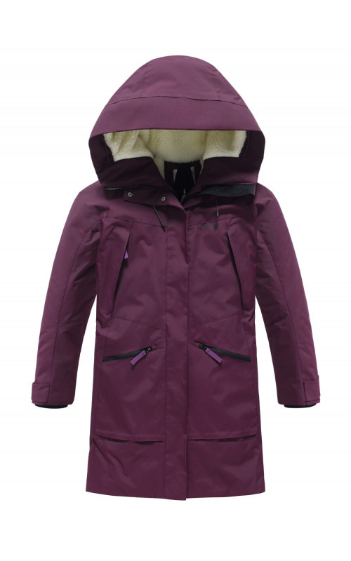 Женская зимняя парка с капюшоном, бордовая, для активного отдыха в Тюмени