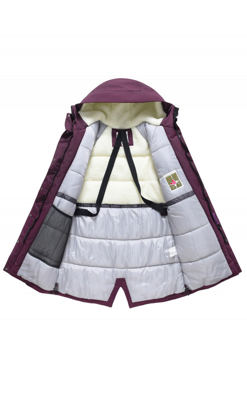 Женская зимняя парка с капюшоном, бордовая, для активного отдыха в Тюмени