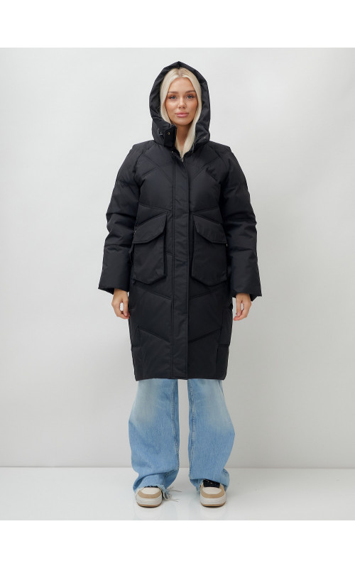 Женский длинный пуховик с капюшоном «Летучая мышь»