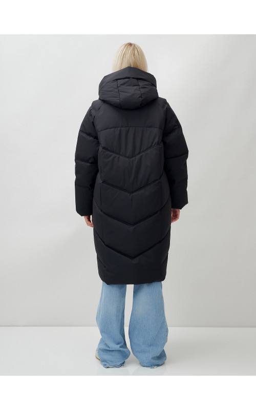 Женский длинный пуховик с капюшоном «Летучая мышь»