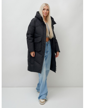 Женский длинный пуховик с капюшоном «Летучая мышь»