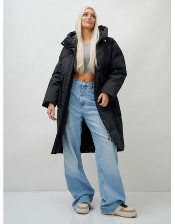 Женский длинный пуховик с капюшоном «Летучая мышь»