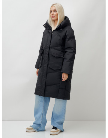 Женский длинный пуховик с капюшоном «Летучая мышь»