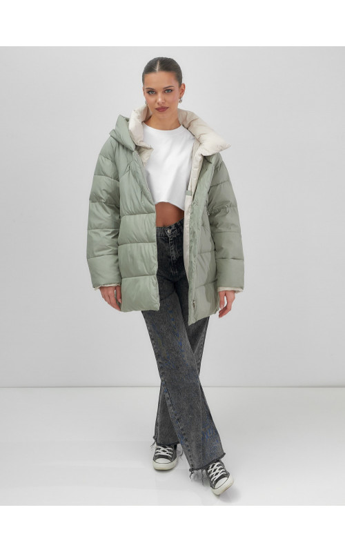 Тёплый женский пуховик с капюшоном для зимы большого размера.