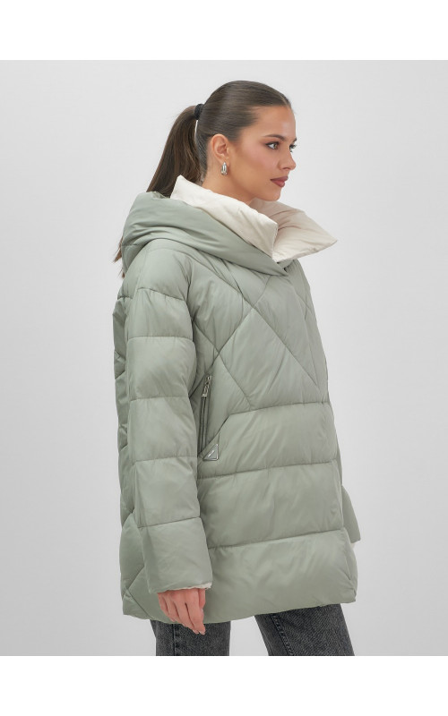 Тёплый женский пуховик с капюшоном для зимы большого размера.