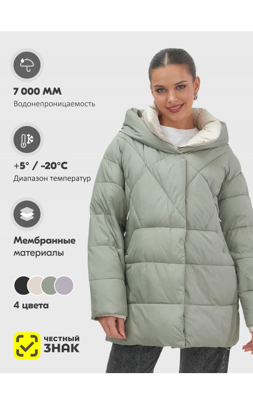 Тёплый женский пуховик с капюшоном для зимы большого размера.