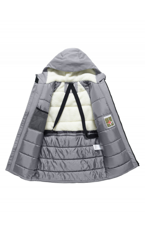 Зимняя мужская парка с капюшоном, серый, для активного отдыха в Тюмени