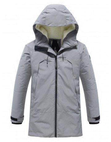 Зимняя мужская парка с капюшоном, серый, для активного отдыха в Тюмени