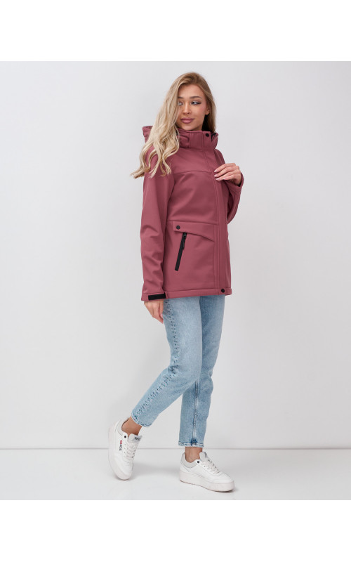 Женская спортивная ветровка с капюшоном softshell, малиновая. в Тюмени