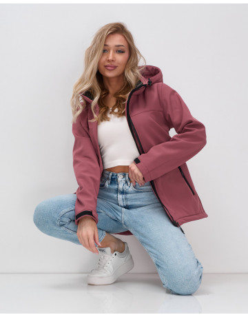 Женская спортивная ветровка с капюшоном softshell, малиновая. в Тюмени