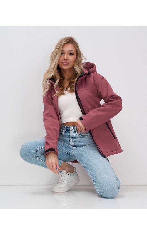 Женская спортивная ветровка с капюшоном softshell, малиновая. в Тюмени