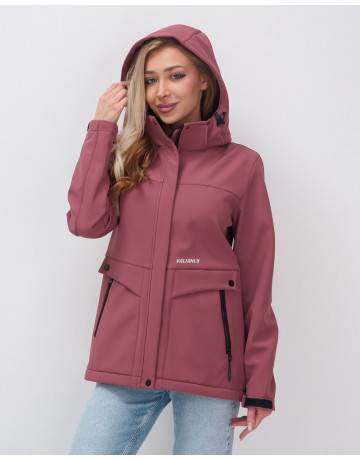 Женская спортивная ветровка с капюшоном softshell, малиновая. в Тюмени