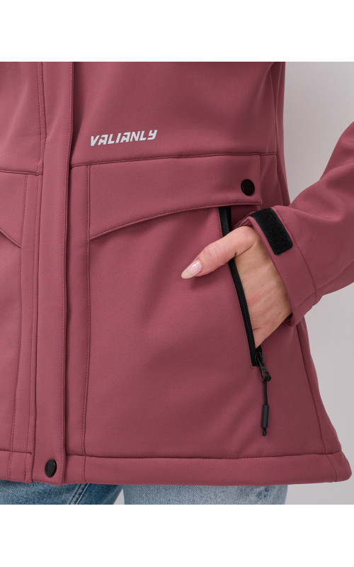 Женская спортивная ветровка с капюшоном softshell, малиновая. в Тюмени