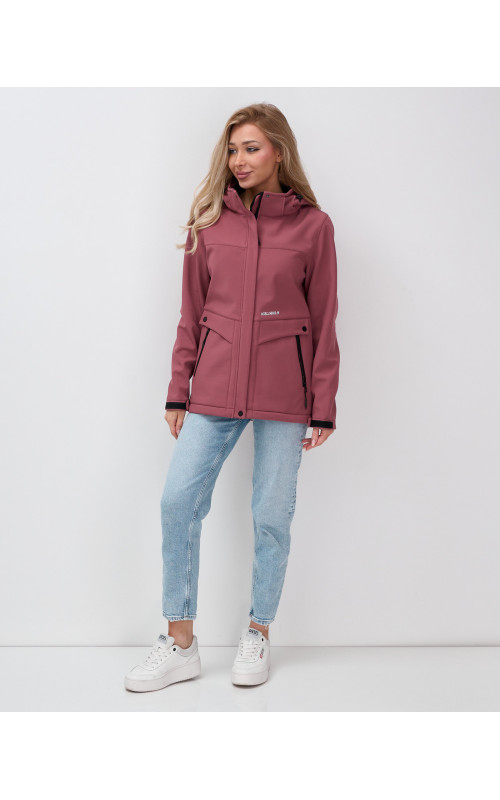 Женская спортивная ветровка с капюшоном softshell, малиновая. в Тюмени