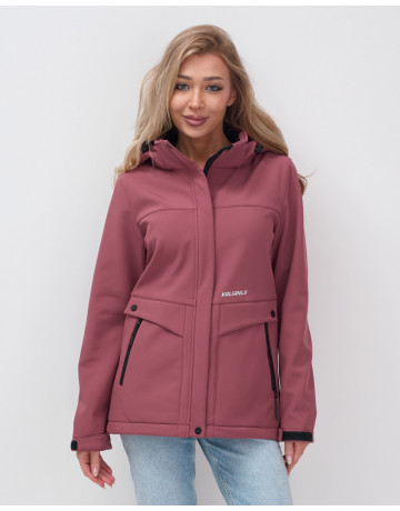 Женская спортивная ветровка с капюшоном softshell, малиновая. в Тюмени