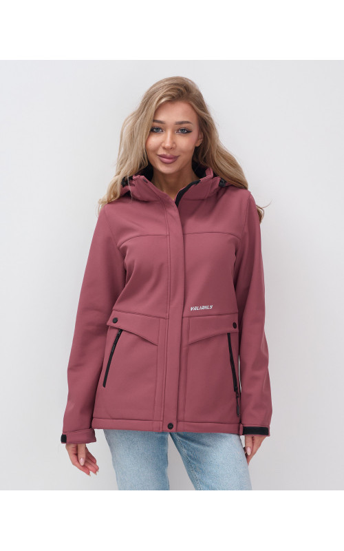 Женская спортивная ветровка с капюшоном softshell, малиновая. в Тюмени