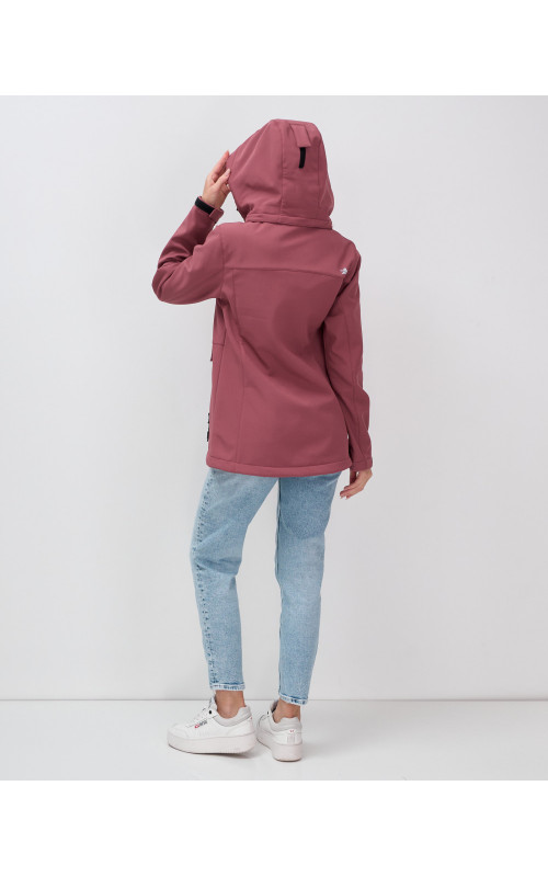 Женская спортивная ветровка с капюшоном softshell, малиновая. в Тюмени