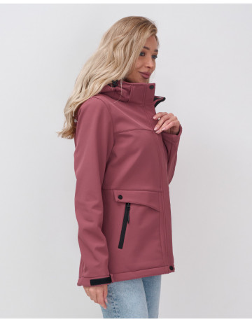 Женская спортивная ветровка с капюшоном softshell, малиновая. в Тюмени