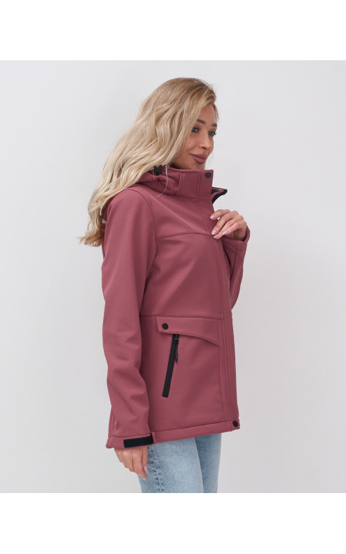 Женская спортивная ветровка с капюшоном softshell, малиновая. в Тюмени