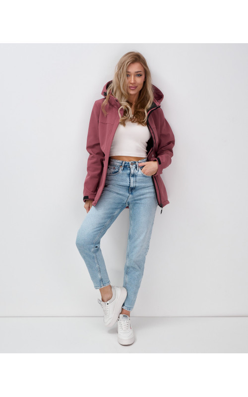 Женская спортивная ветровка с капюшоном softshell, малиновая. в Тюмени