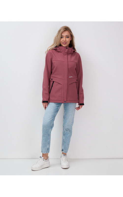 Женская спортивная ветровка с капюшоном softshell, малиновая. в Тюмени