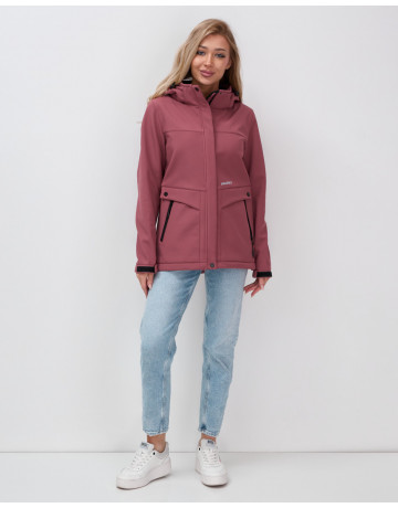 Женская спортивная ветровка с капюшоном softshell, малиновая. в Тюмени