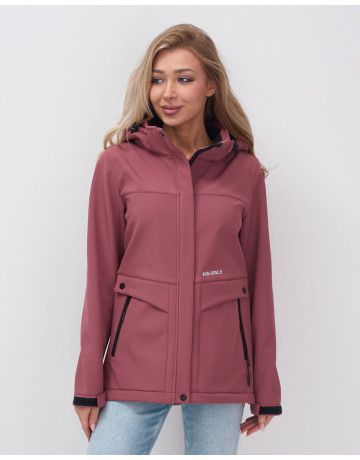 Женская спортивная ветровка с капюшоном softshell, малиновая. в Тюмени