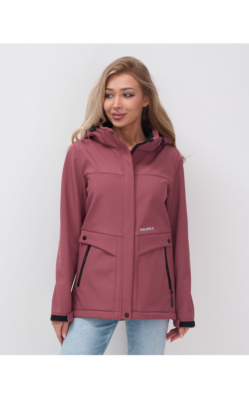 Женская спортивная ветровка с капюшоном softshell, малиновая. в Тюмени