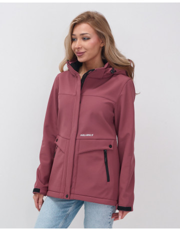 Женская спортивная ветровка с капюшоном softshell, малиновая. в Тюмени