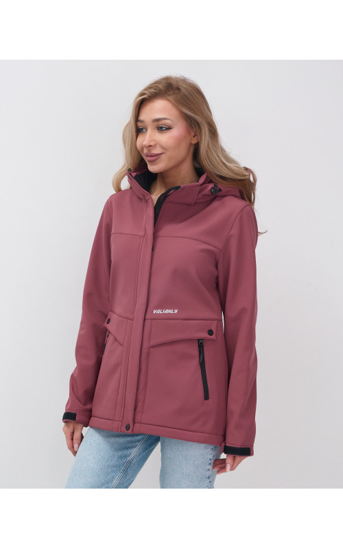 Женская спортивная ветровка с капюшоном softshell, малиновая. в Тюмени