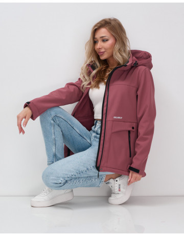 Женская спортивная ветровка с капюшоном softshell, малиновая. в Тюмени
