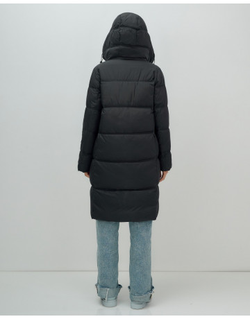 Длинный женский пуховик с капюшоном для зимы