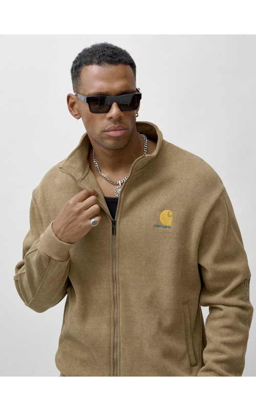 Мужской демисезонный спортивный костюм на флисе, коричневый, для активного отдыха в Тюмени