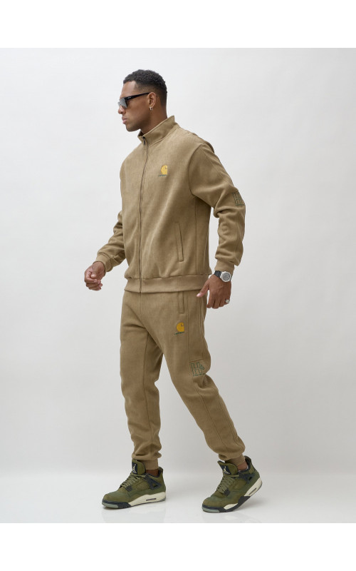 Мужской демисезонный спортивный костюм на флисе, коричневый, для активного отдыха в Тюмени