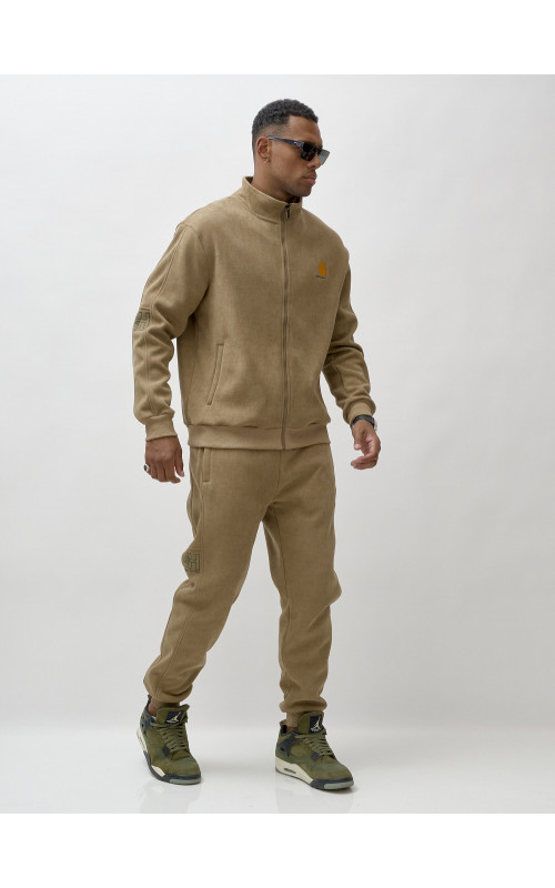 Мужской демисезонный спортивный костюм на флисе, коричневый, для активного отдыха в Тюмени