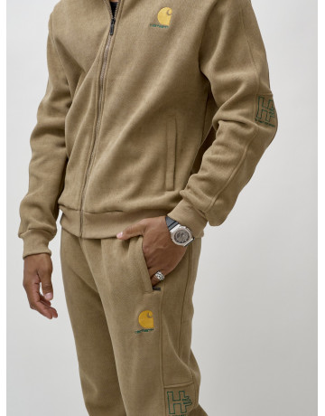 Мужской демисезонный спортивный костюм на флисе, коричневый, для активного отдыха в Тюмени