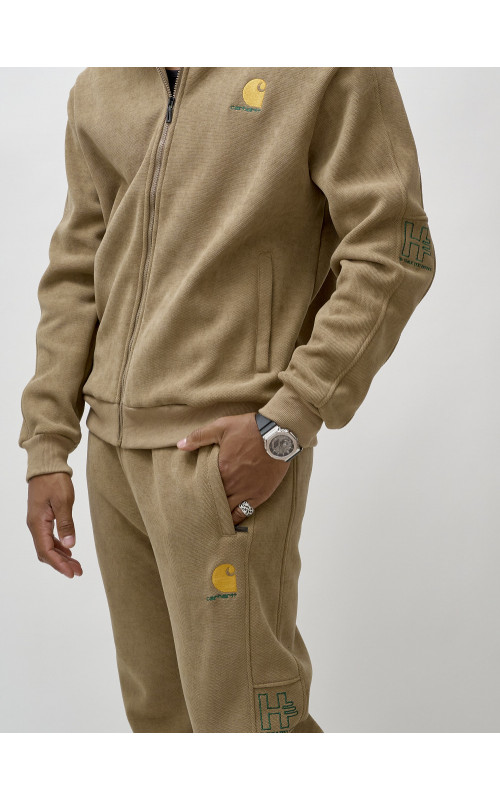 Мужской демисезонный спортивный костюм на флисе, коричневый, для активного отдыха в Тюмени