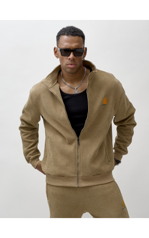 Мужской демисезонный спортивный костюм на флисе, коричневый, для активного отдыха в Тюмени