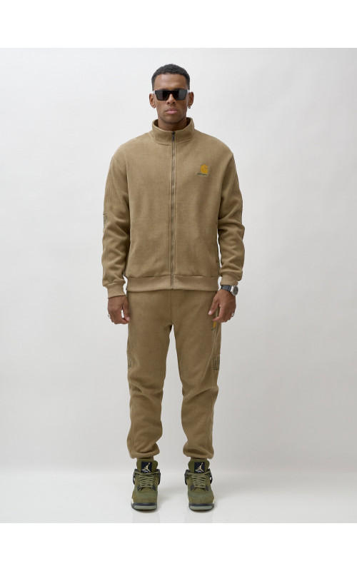 Мужской демисезонный спортивный костюм на флисе, коричневый, для активного отдыха в Тюмени